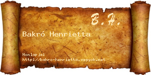 Bakró Henrietta névjegykártya